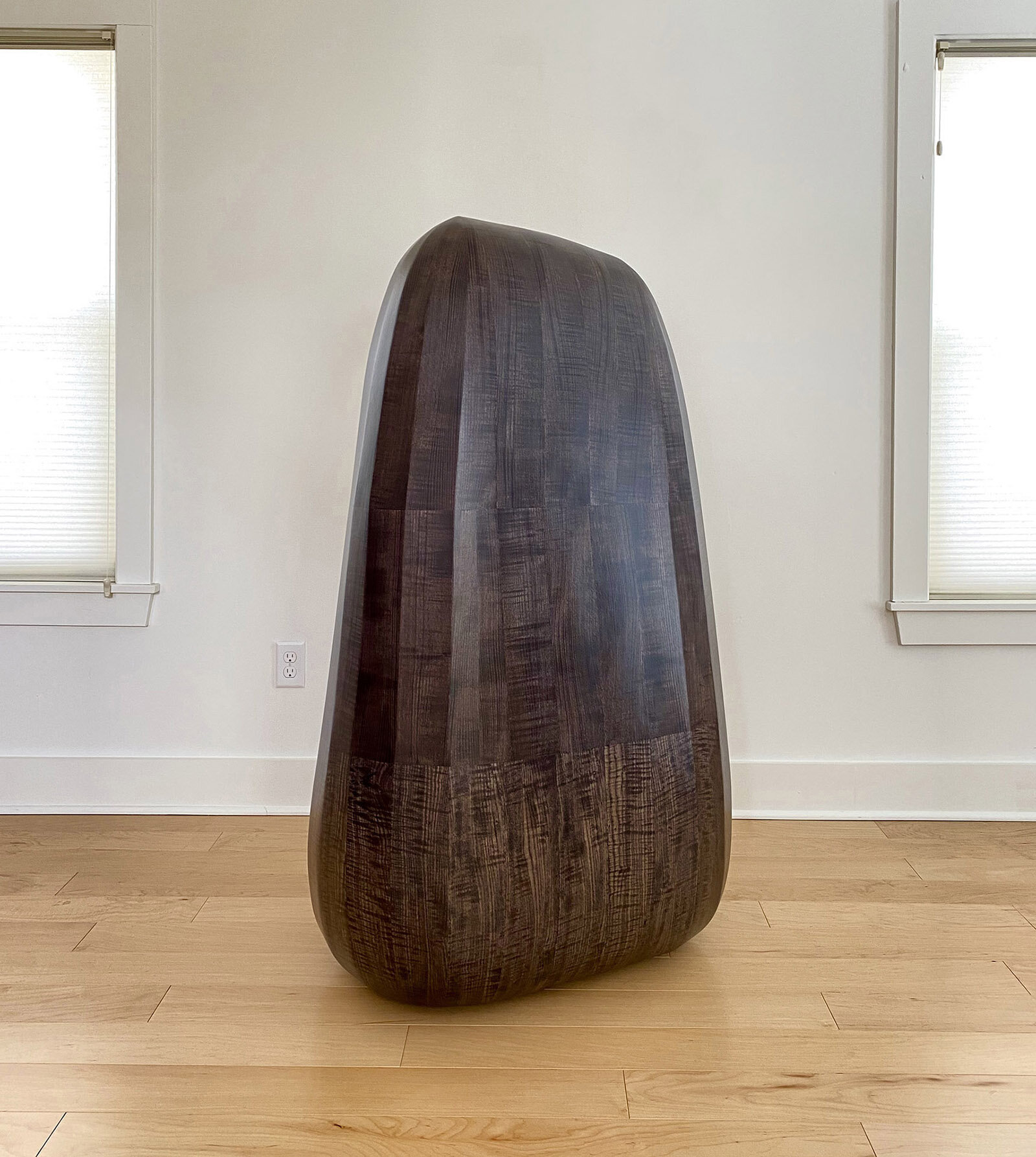  Steve Bartlett (United States, born 1961),  Bare Minimum,&nbsp; 2020, stained and varnished wood, 55 x 34 x 25 inches, Courtesy of the artist&nbsp; 