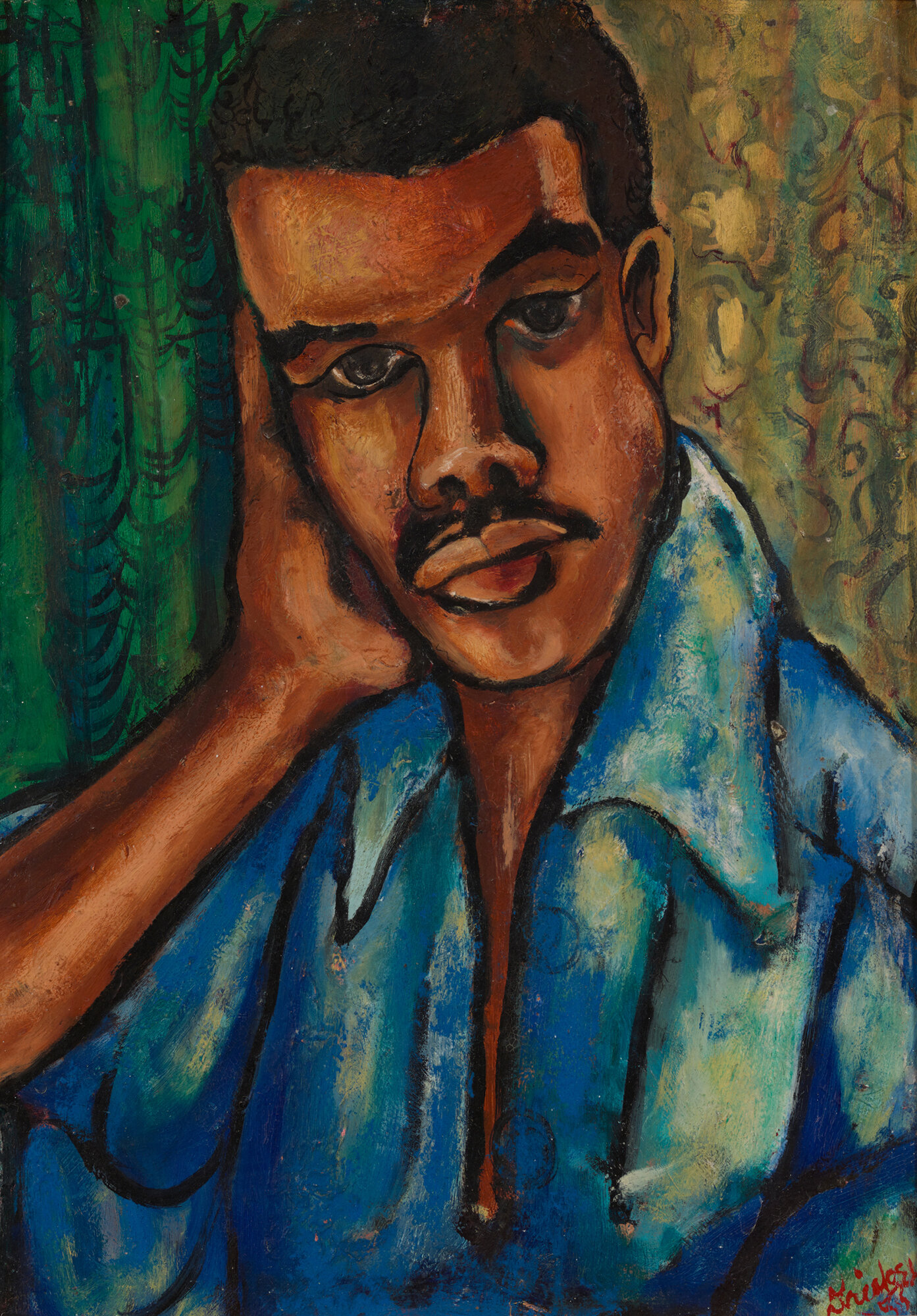  David C. Driskell (United States, 1931–2020),  Self-Portrait , 1953, oil on board, 15 1/4 x 11 inches. Collection of the Estate of David C. Driskell, Maryland. Photograph by Luc Demers. © Estate of David C. Driskell, courtesy DC Moore Gallery, New Y