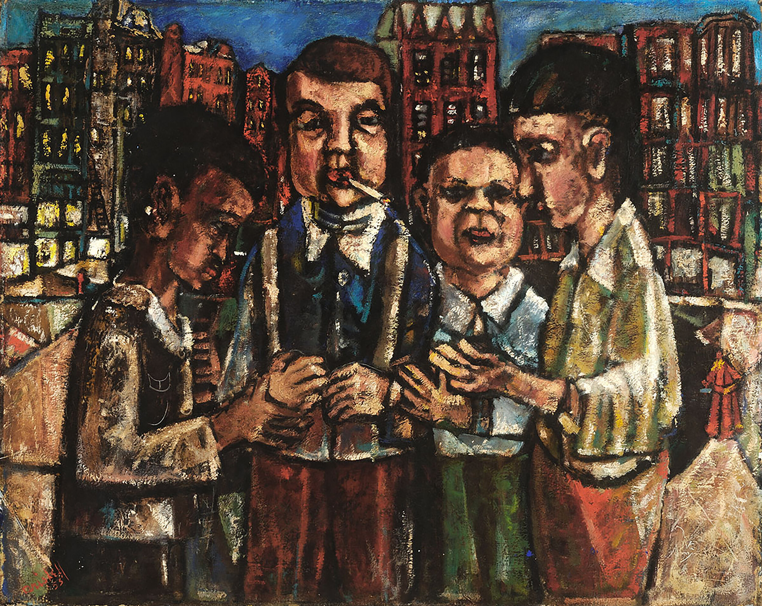  David C. Driskell (United States, 1931–2020),  City Quartet , 1953, oil on canvas, 24 x 30 inches. Purchased by the David C. Driskell Center at the University of Maryland, College Park, with funds from the C. Sylvia and Eddie Brown Arts Acquisition 