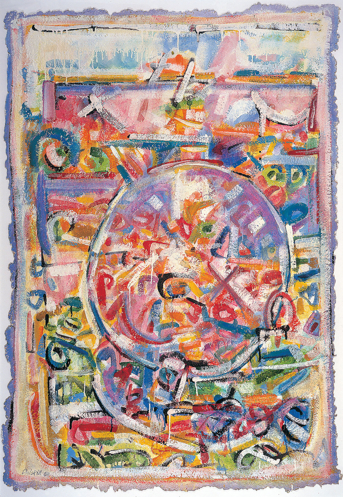  David C. Driskell (United States, 1931–2020),  Yaddo Circle , 1980, egg tempera and gouache on handmade paper, 45 x 31 inches. Collection of the Estate of David C. Driskell, Maryland. Photograph by Stephen Bates. © Estate of David C. Driskell and DC