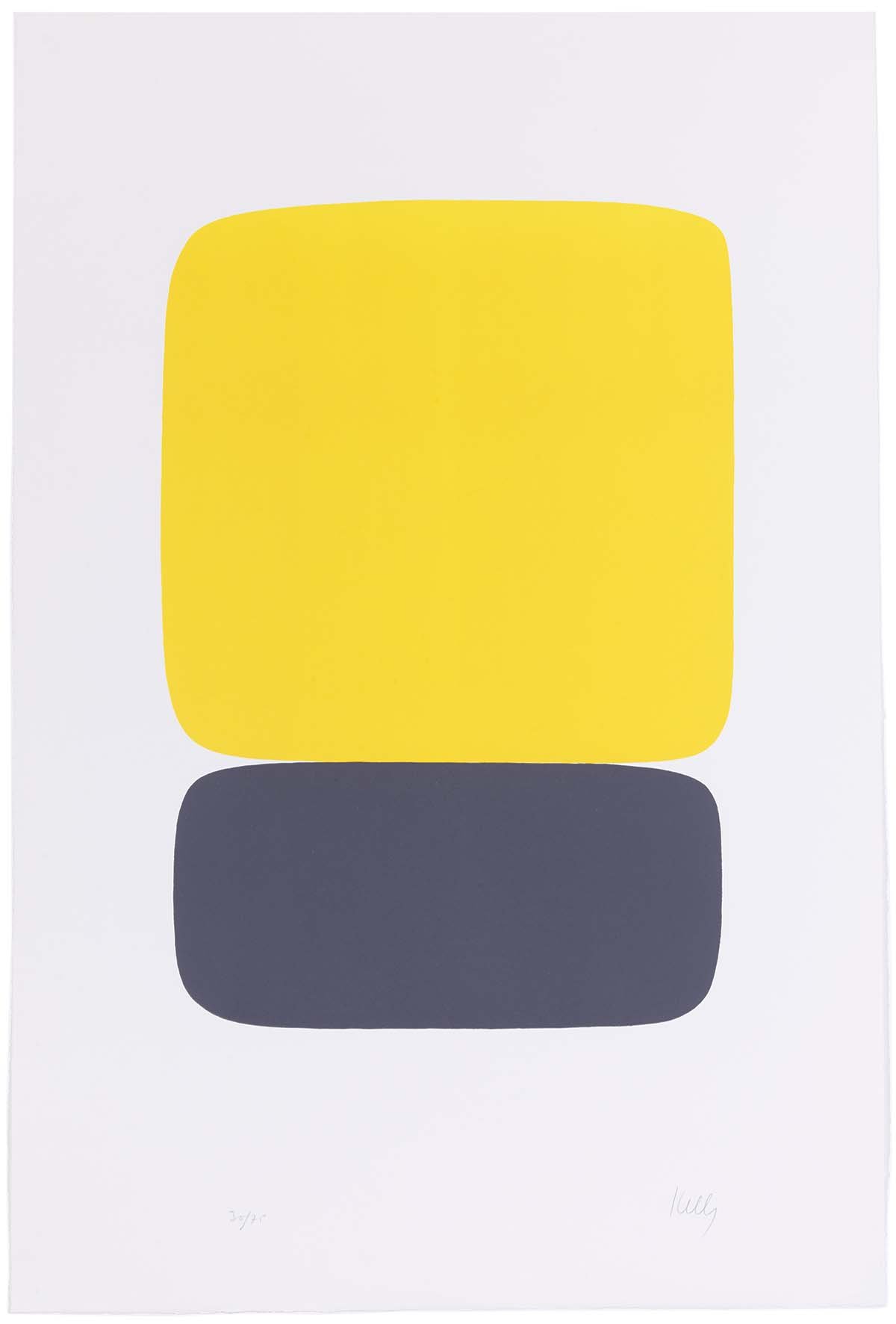  Ellsworth Kelly (United States, 1923 – 2015),  Yellow over Black (Jaune sur Noir) , 1964-1965, lithograph on Rives BFK white paper, 35 1/4 x 23 5/8 inches. Portland Museum of Art, Maine. Gift of Anne Weber and Ellsworth Kelly, 1991.53.2. Image court