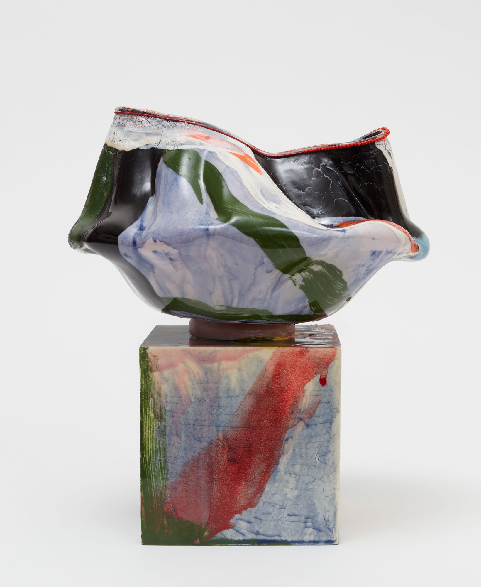  Kathy Butterly (United States, born 1963),  Summation , 2021, porcelain, earthenware, glaze, 8 3/8 x 7 1/4 x 5 3/4 inches. Courtesy of James Cohan Gallery, New York. © Kathy Butterly. Image courtesy the artist and James Cohan, New York. Photo: Alan 