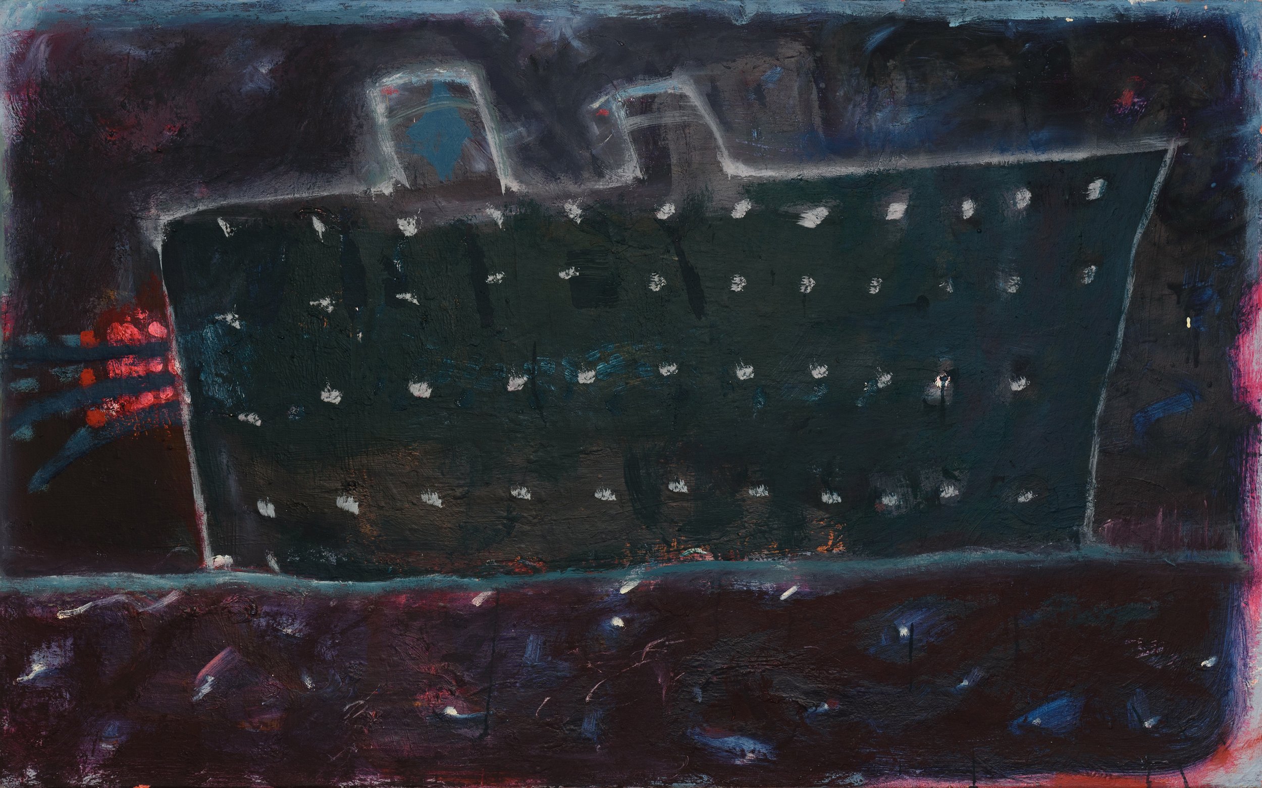  Katherine Bradford (United States, born 1942),  Dark Ship , 2006, oil on canvas, 30 x 48 inches. Collection of Harry Hu, Los Angeles © Katherine Bradford. Image courtesy Harry Hu  