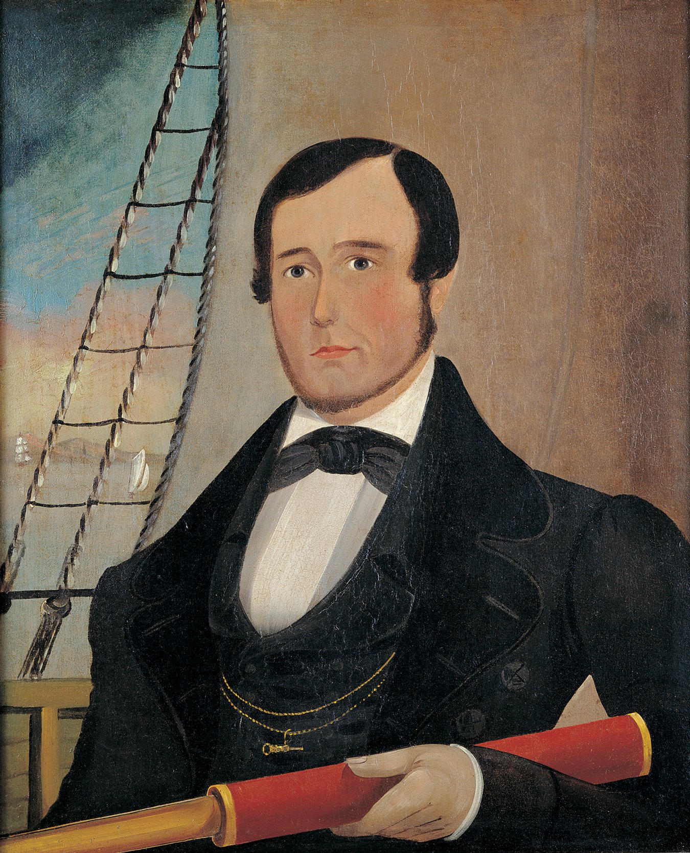  Attributed to Sturtevant J. Hamblin (1817–1884),  Sea Captain , c. 1845, oil on canvas, 27 1/8 x 22 1/4 inches. Collection American Folk Art Museum, New York. Gift of Robert Bishop, 1992.10.2. Photo by John Parnell. 