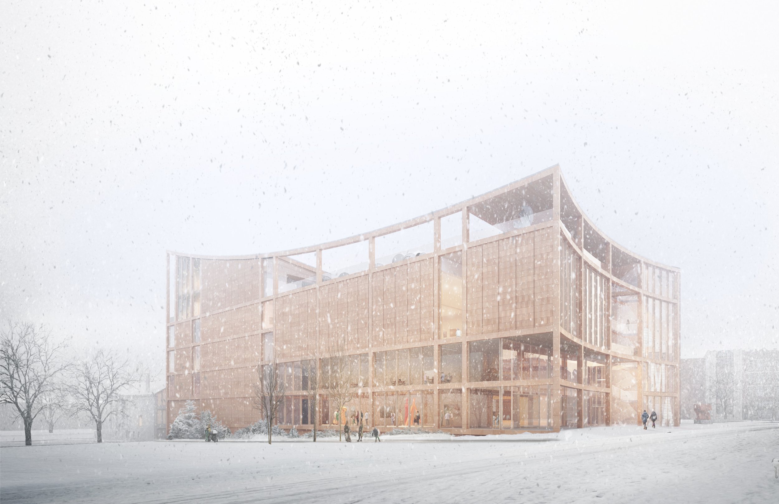  The New Wing seen from Free St., in the Winter. Image courtesy of Portland Museum of Art, Maine / LEVER Architecture / Dovetail Design Strategists 