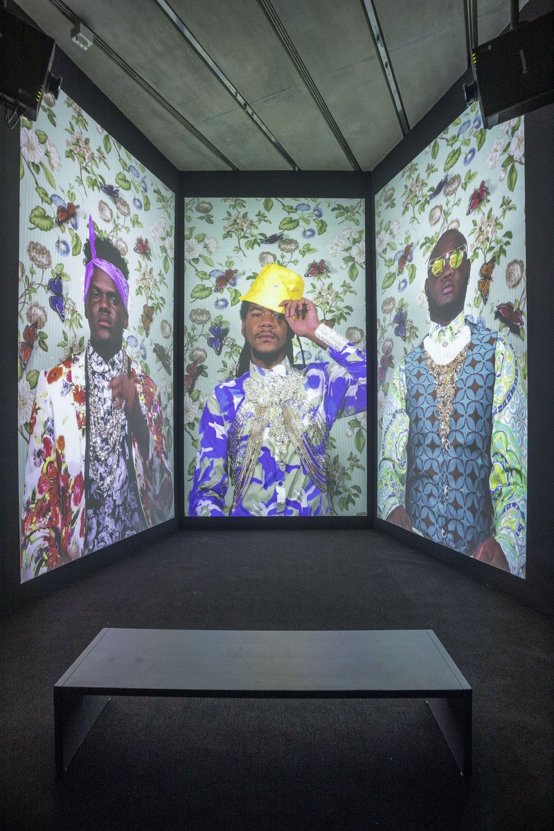  Ebony G. Patterson (born Kingston, Jamaica, 1981),  ...three kings weep...,  2018, three-channel digital color video with sound, 8 minutes, 34 seconds. Art Gallery of Ontario. Purchase, with funds from the Photography Curatorial Committee, 2020. 201