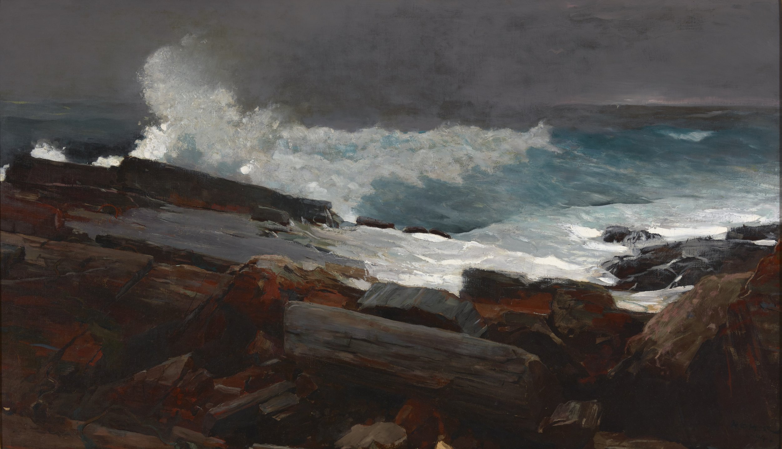  Winslow Homer (United States, 1836–1910),  Weatherbeaten , 1894, oil on canvas, 28 1/2 x 48 3/8 inches. Portland Museum of Art, Maine. Bequest of Charles Shipman Payson, 1988.55.1. Image courtesy Meyersphoto.com 
