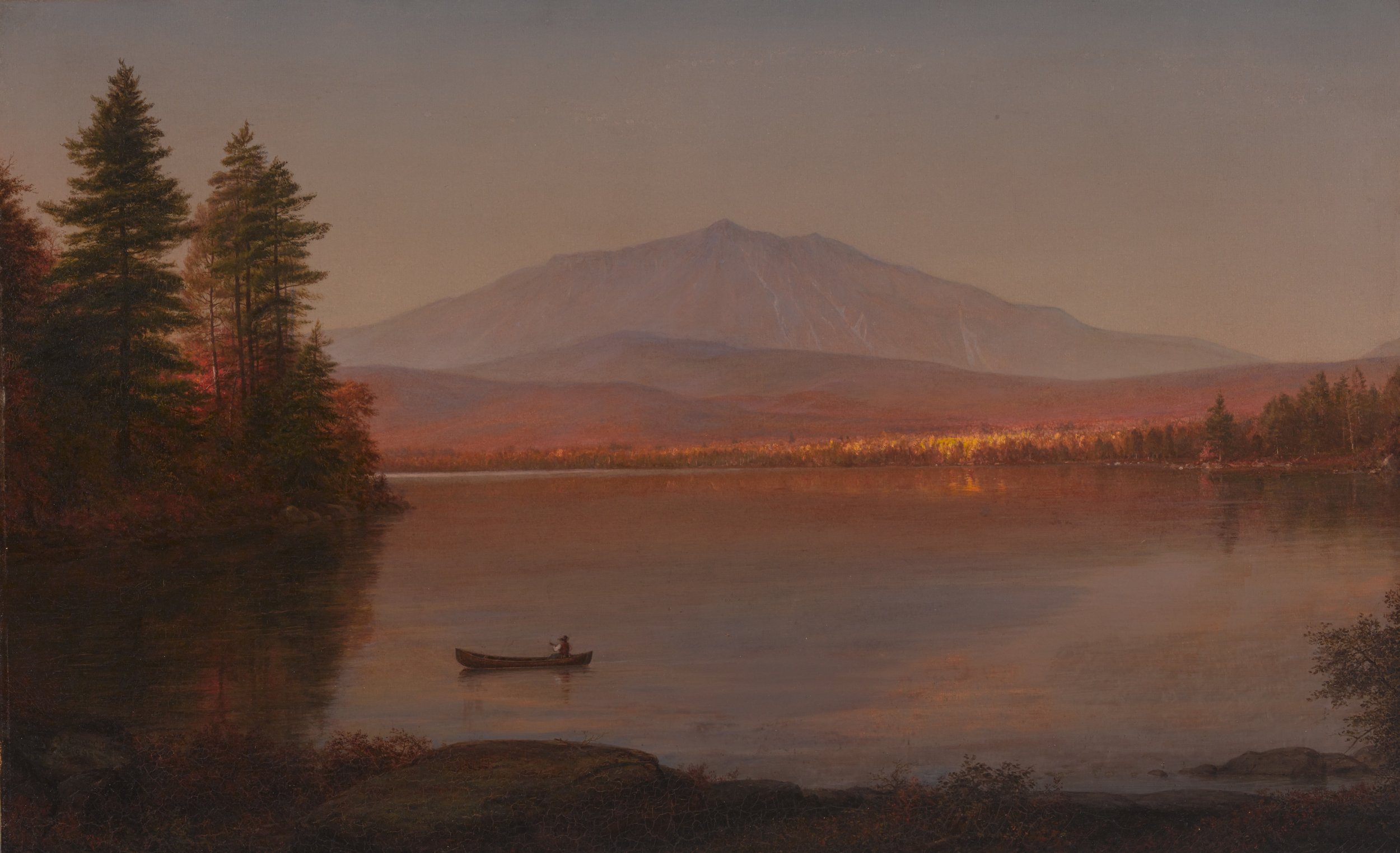  Frederic Edwin Church (United States, 1826–1900),  Mount Katahdin from Millinocket Camp , 1895, oil on canvas, 26 1/2 x 42 1/4 inches. Portland Museum of Art, Maine. Gift of Owen W. and Anna H. Wells in memory of Elizabeth B. Noyce, 1998.96. Image c