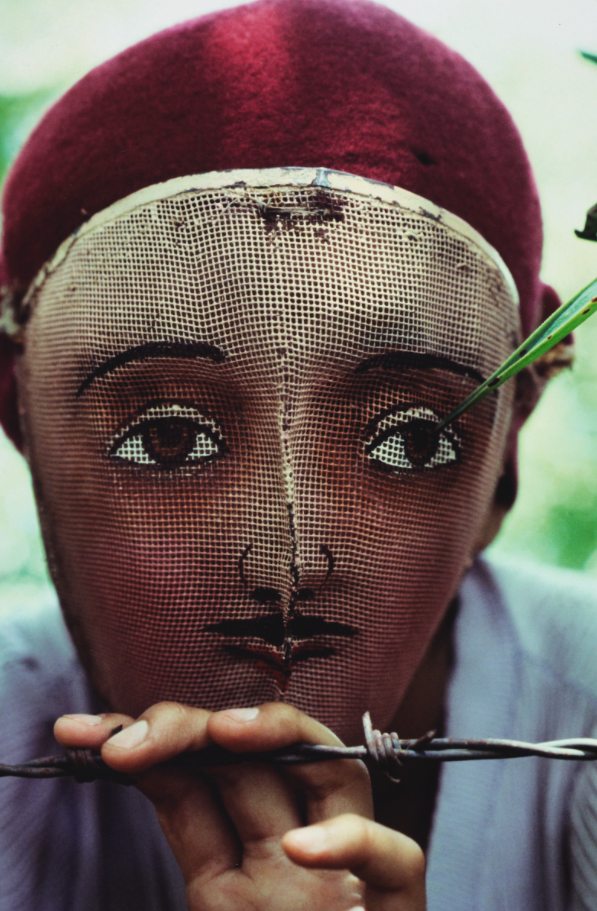   Susan Meiselas  United States, born 1948   Traditional Indian dance mask used in the Popular Insurrection, Monimbo, Nicaragua , 1978 chromogenic color print, 11 x 14 inches Promised Gift from the Judy Glickman Lauder Collection, 6.2018.3 