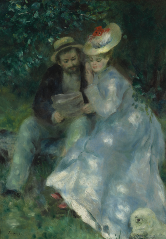   Pierre-Auguste Renoir  France, 1841–1919   Confidences (Secrets) , circa 1874 oil on canvas, 32 x 23 3/4 inches The Joan Whitney Payson Collection at the Portland Museum of Art, Maine. Gift of John Whitney Payson, 1991.62 