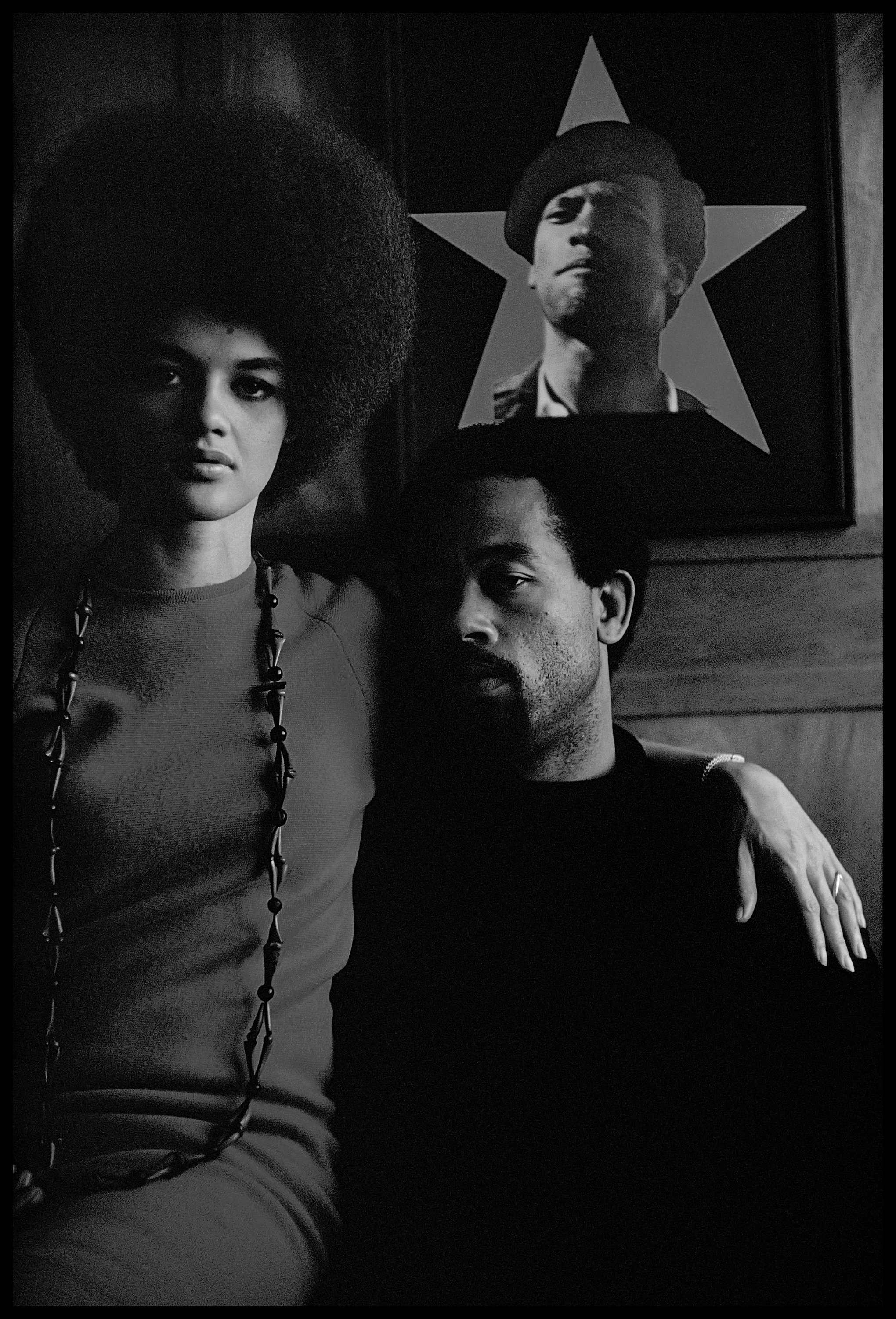  Gordon Parks (United States, 1912–2006),  Eldridge Cleaver and his wife, Kathleen with Portrait of Huey Newton, Algiers, Algeria, 1970, gelatin silver prints, 12 15/16 x 9 inches. Portland Museum of Art, Maine. Promised Gift from the Judy Glickman L