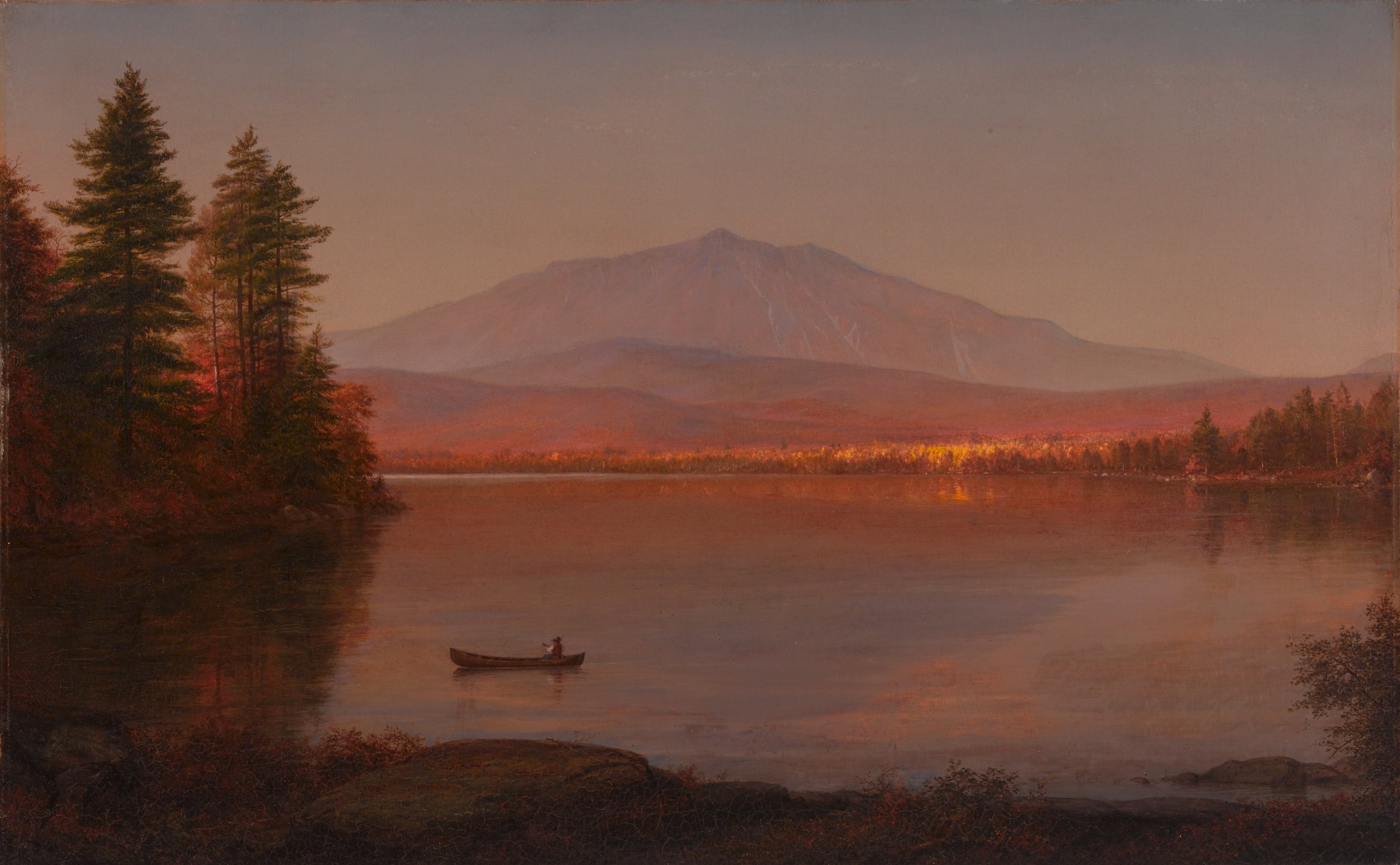   Frederic Edwin Church  United States, 1826–1900  Mount Katahdin from Millinocket Camp , 1895  oil on canvas, 26 1/2 x 42 1/4 inches Gift of Owen W. and Anna H. Wells in memory of Elizabeth B. Noyce, 1998.96 