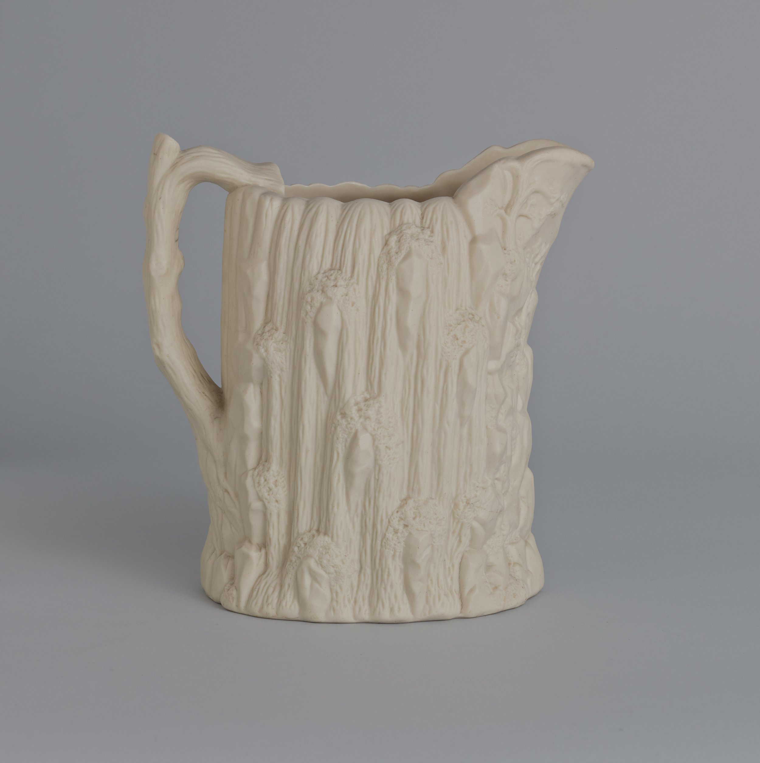   United States Pottery Company   United States, established 1849–1858  Niagara Falls Pitcher , 1852–1858 Parian porcelain, 8 3/8 x 6 1/4 x 5 3/4 inches Gift of Mr. and Mrs. Edwin R. Metcalf, 1981.53 