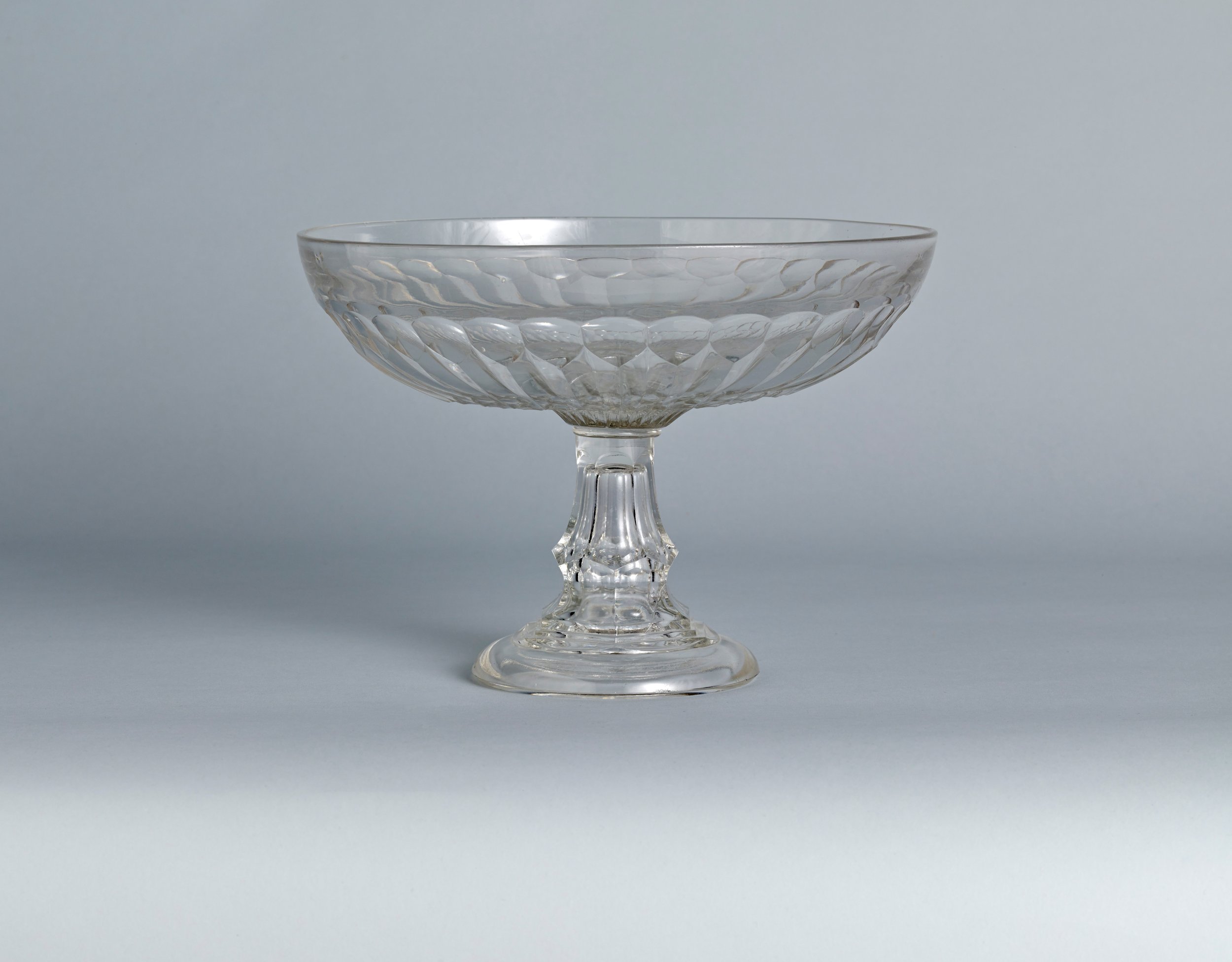   Portland Glass Company or Portland Glass Works  United States, established 1863–closed 1873  Footed Bowl , 1868–1873  pressed glass, 7 3/4 x 11 inches Museum purchase with support from the Lowell Innes Fund, 1989.3 