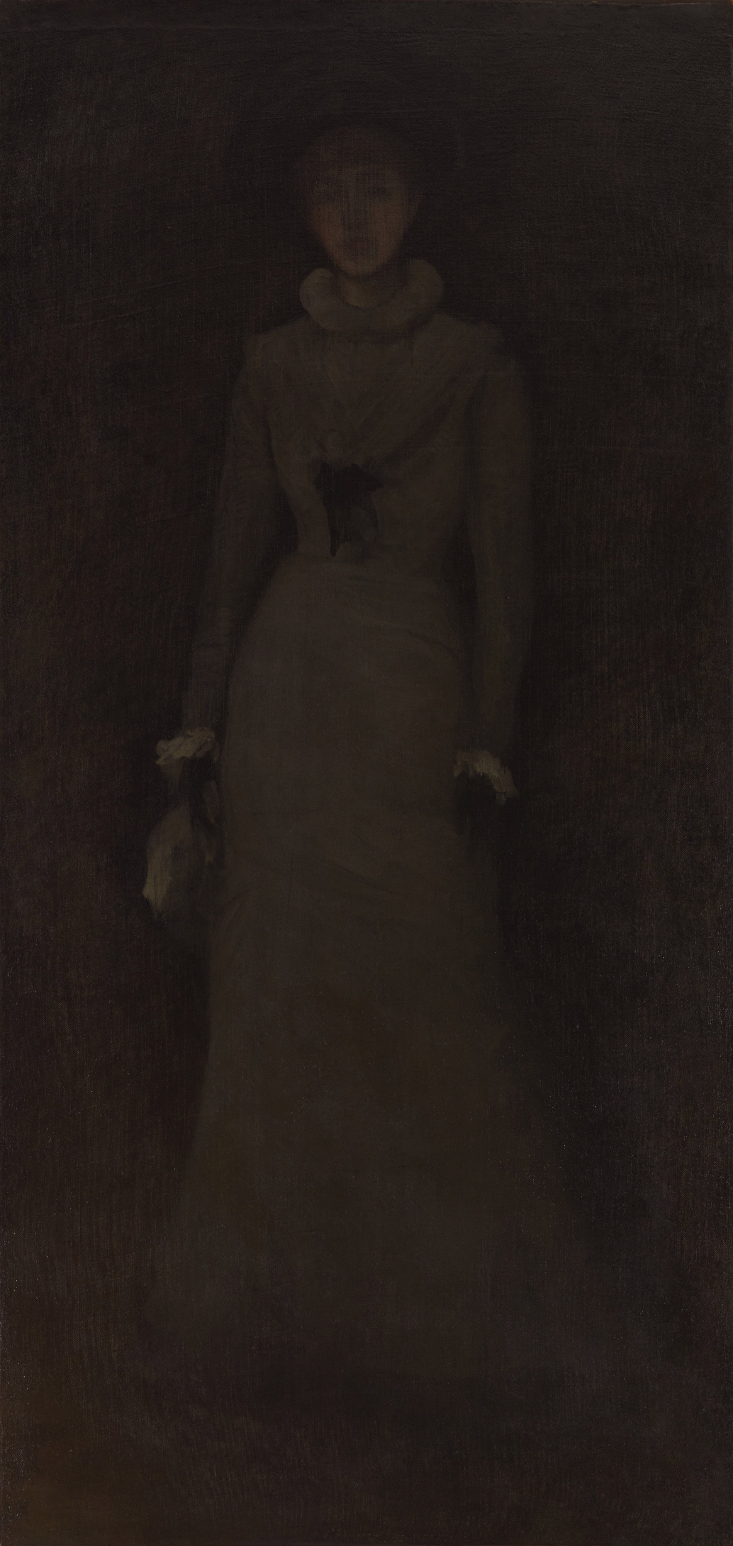   James Abbott McNeill Whistler  United States, 1834–1903  Miss Florence Leyland , circa 1873  oil on canvas, 75 1/2 x 36 1/8 inches Gift of Mr. and Mrs. Benjamin Strouse, 1968.1 