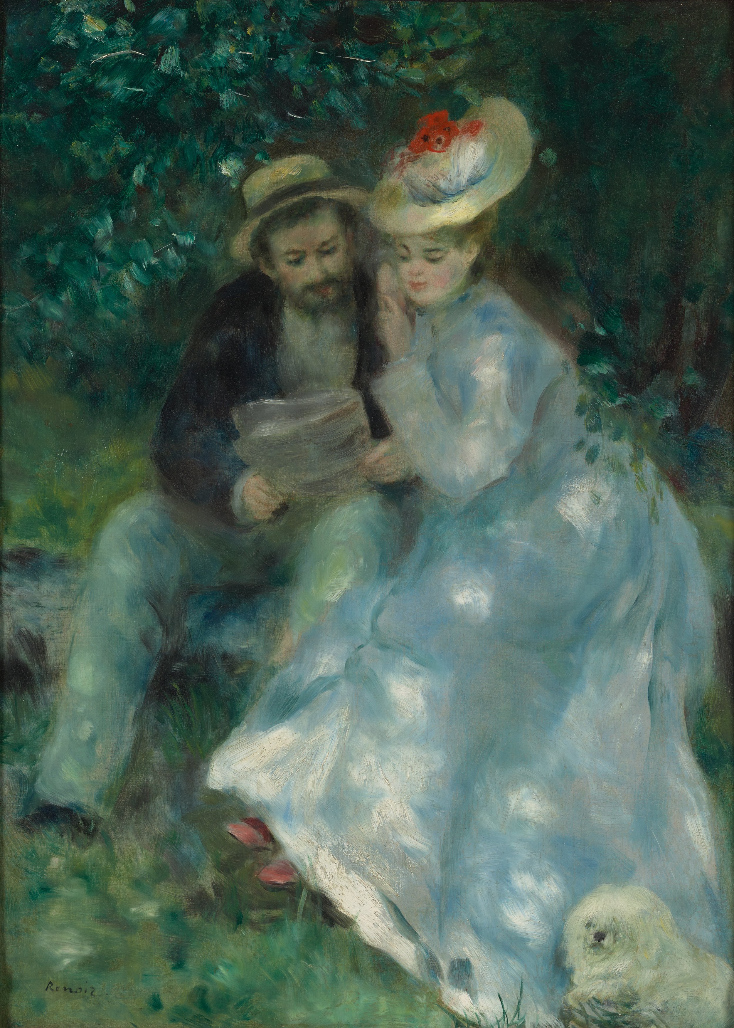   Pierre-Auguste Renoir  France, 1841–1919  Confidences (Secrets) , circa 1874  oil on canvas, 32 x 23 3/4 inches The Joan Whitney Payson Collection at the Portland Museum of Art, Maine. Gift of John Whitney Payson, 1991.62 