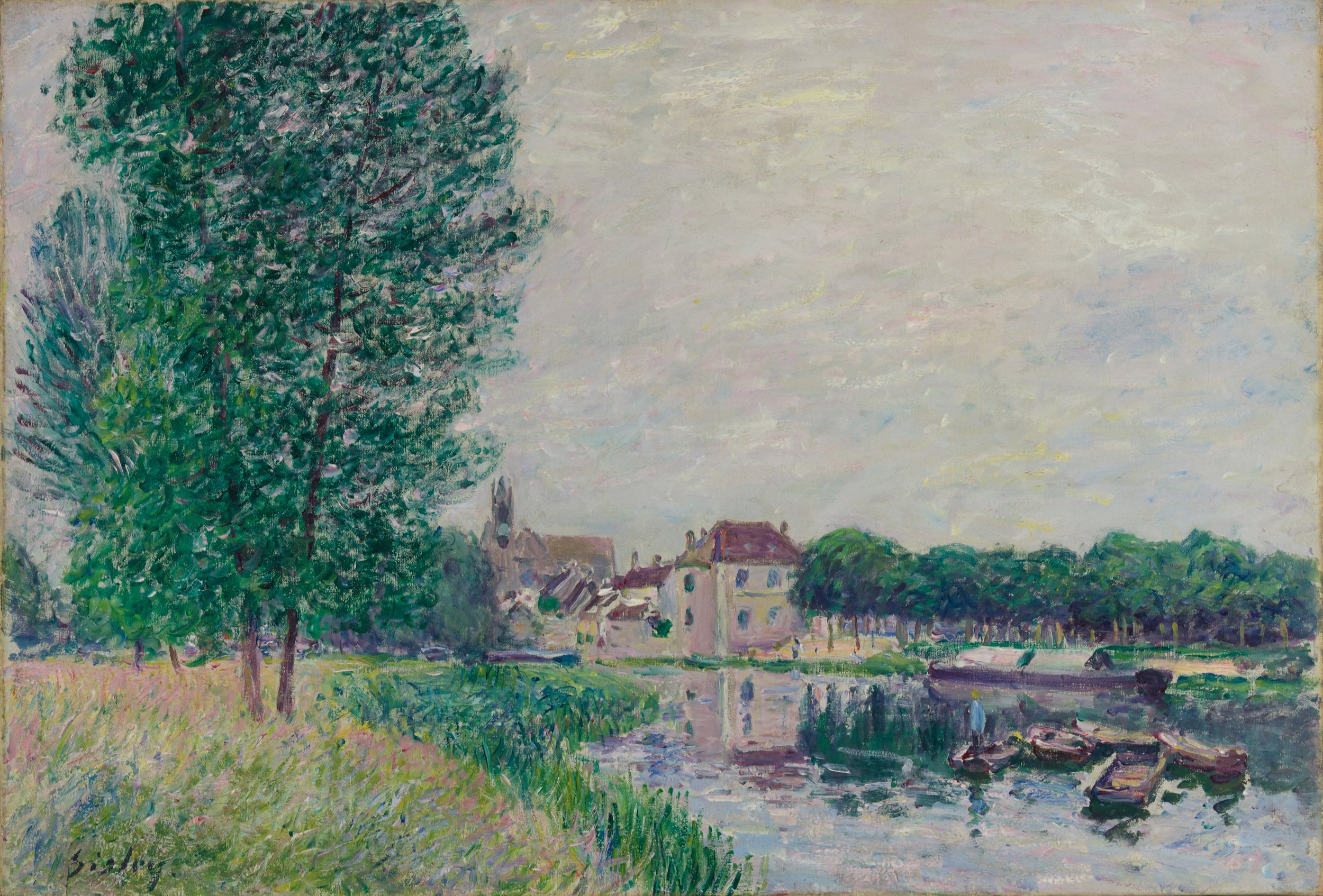   Alfred Sisley  England (active France), 1839–1899  Moret-sur-Loing , 1888 oil on canvas, 15 1/8 x 22 1/8 inches The Joan Whitney Payson Collection at the Portland Museum of Art, Maine.  Gift of John Whitney Payson, 1992.40 