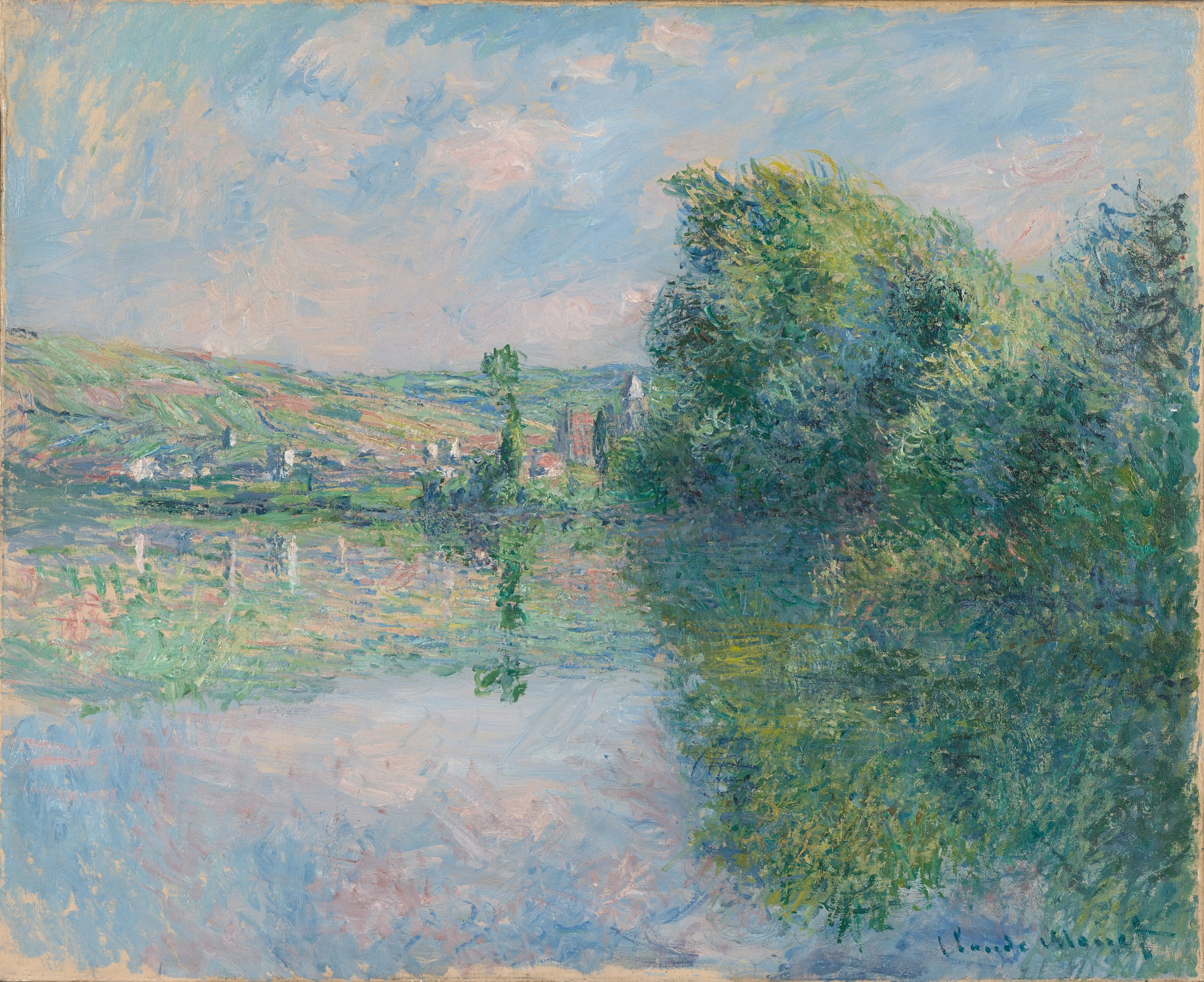   Claude Monet  France, 1840–1926  The Seine at Vétheuil , circa 1880  oil on canvas, 23 x 28 3/4 inches Gift of Mrs. Stuart Symington, 1998.95 