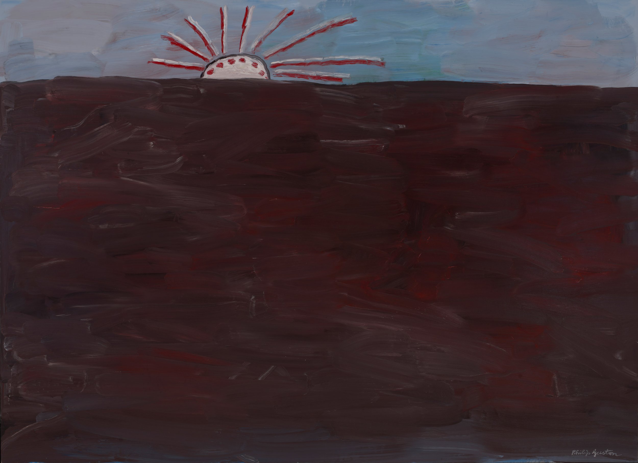   Philip Guston  United States (born Canada), 1913–1980  Sunrise , 1979 Oil on canvas, 68 x 94 inches Gift of the Alex Katz Foundation, 2022.12.2 © The Estate of Philip Guston Courtesy the Estate and Hauser &amp; Wirth 