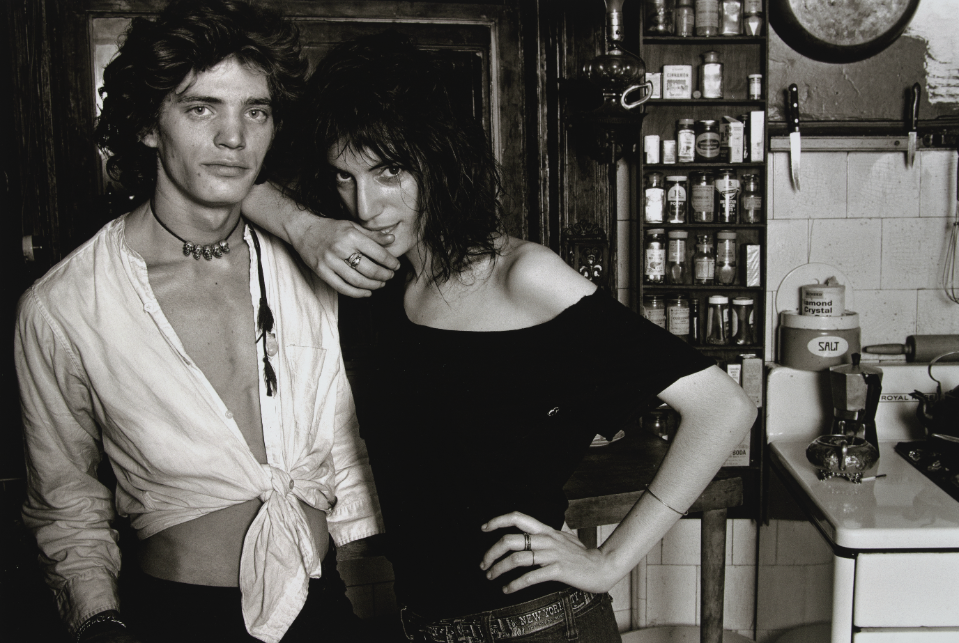   Norman Seeff  United States (born South Africa), born 1939   Robert Mapplethorpe and Patti Smith, New York , 1969 archival pigment print, 15 x 22 inches Promised Gift from the Judy Glickman Lauder Collection, 1.2016.1 