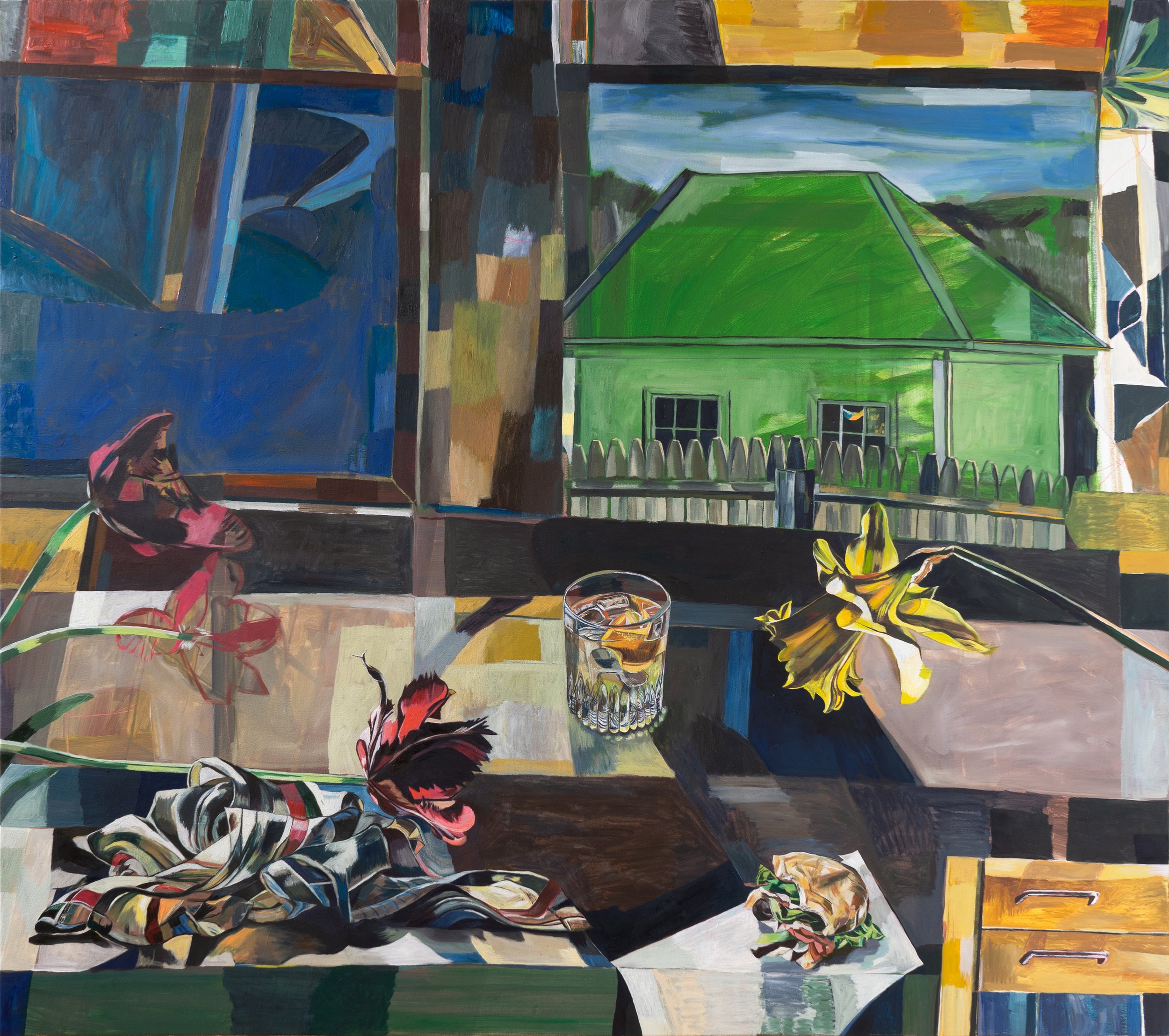   Jay Stern  United States, born 1991  Green House and Table , 2023  oil on canvas, 40 x 45 inches  Courtesy the artist  © Jay Stern  Image courtesy the artist 