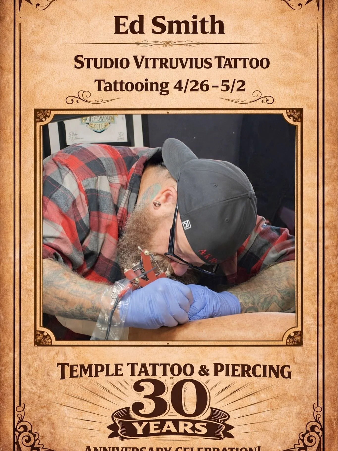 🔥 We&rsquo;re excited to welcome Ed Smith to our 30th Anniversary Celebration! 🔥
Ed joins us from Studio Vitruvius Tattoo in Wooster and will be tattooing ALL WEEK LONG during the event.
This is a great opportunity to get tattooed by one of Ohio&rs