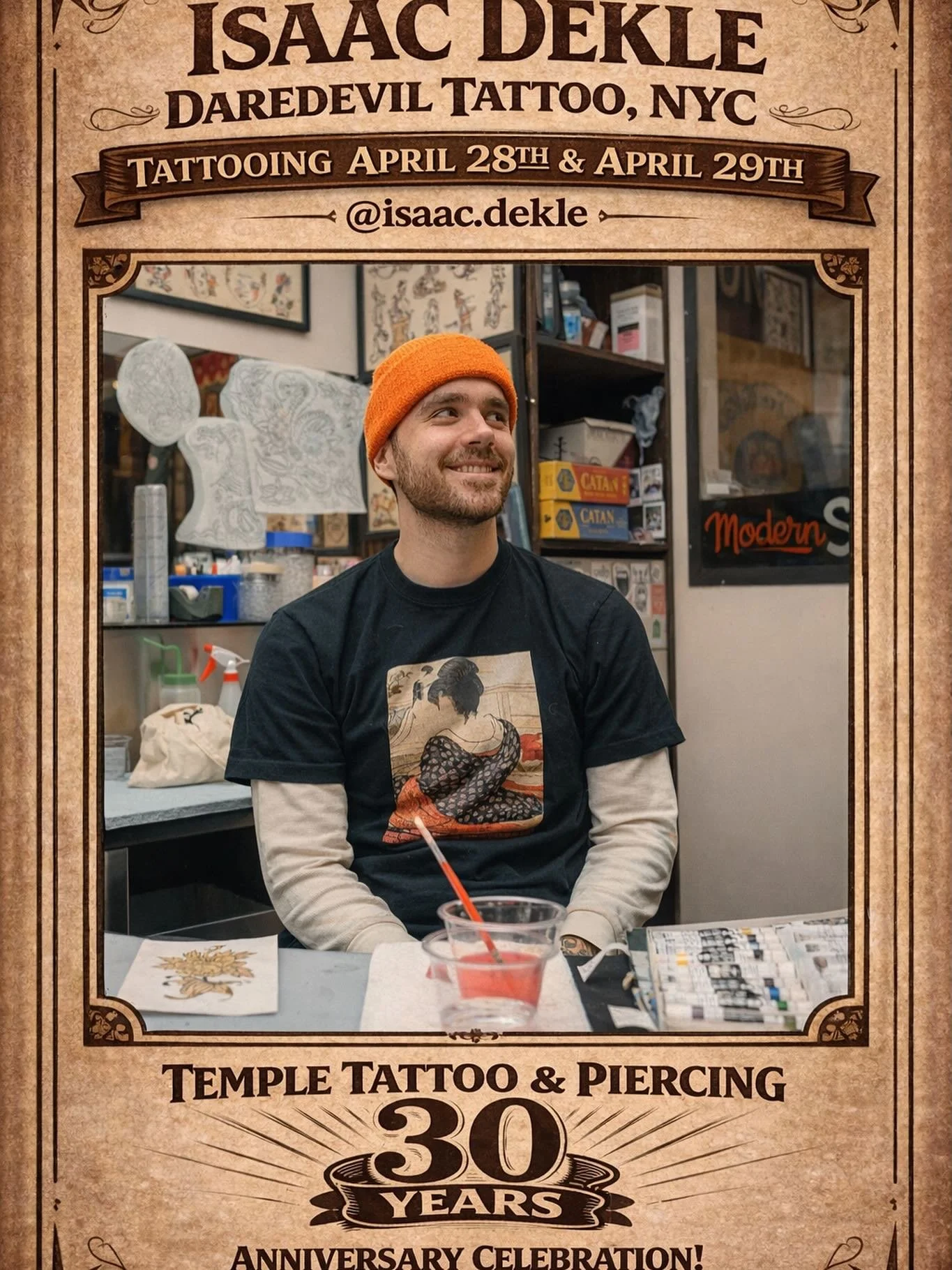 🔥 We&rsquo;re excited to welcome Isaac Dekle to our 30th Anniversary Celebration.
Isaac will be tattooing April 28th &amp; 29th.🔥
Please reach out to him directly to book your appointment &mdash; don&rsquo;t wait, spots will go fast! 👉🏻@isaac.dek