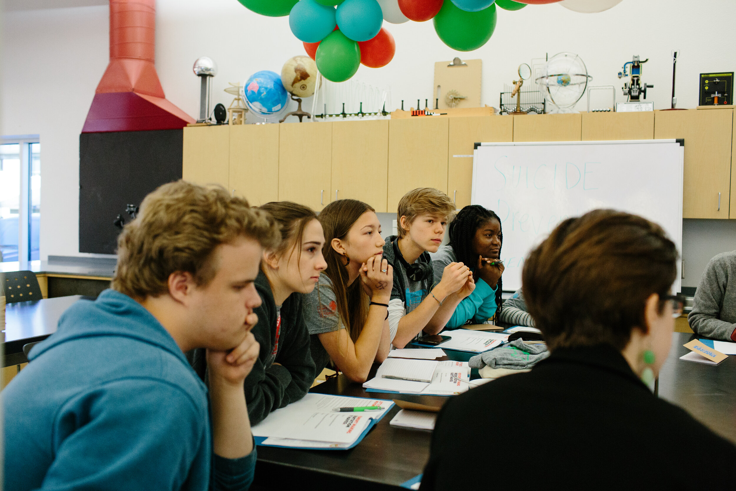  A breakout group during the Create Good portion of the summit, which focused on suicide prevention, included several Workspace learners in the discussion, including Tristan, Kiana and Ziya. 