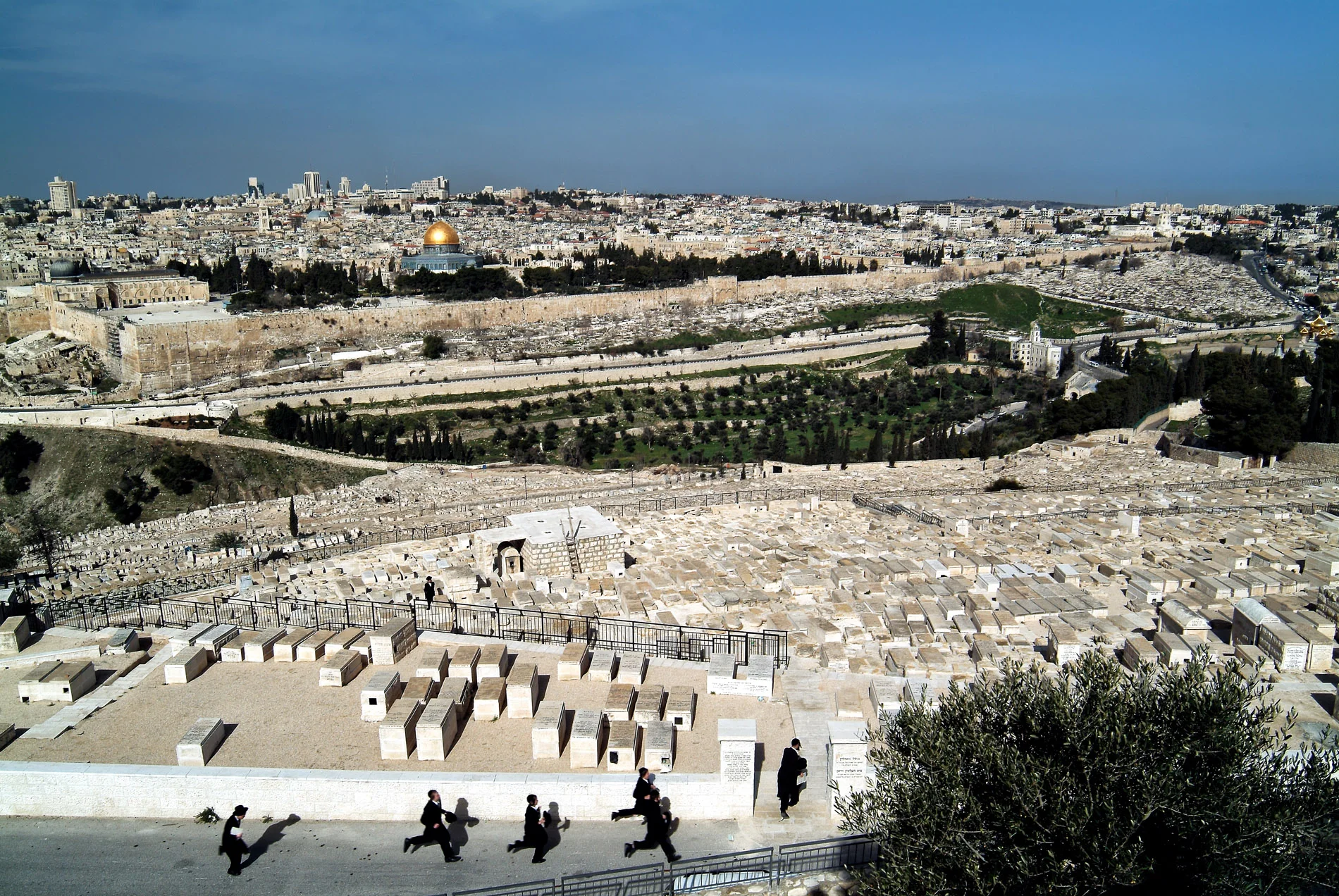 Mt of Olives Runners & Old City in Background.JPG