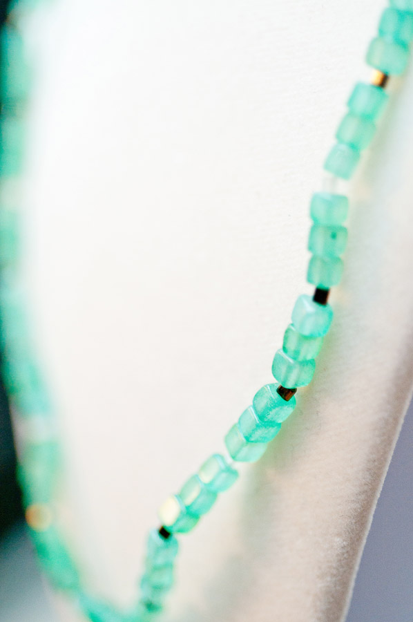  Green-dyed quartz and japanese beads  18”  $29.95 