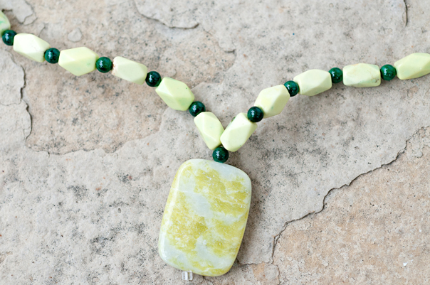  Lemon agate pendant with lemon agate and malachite  18”  $54.95 