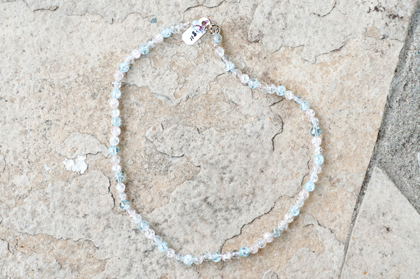  Pink, blue and white cracked quartz  18”  $24.95 