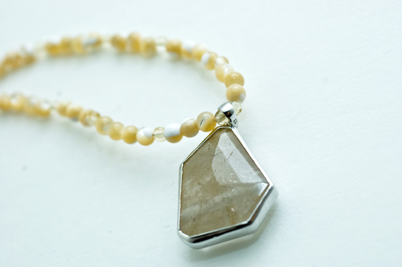  Spirit quartz pendant with pearl and citrine  16”  $59.95 