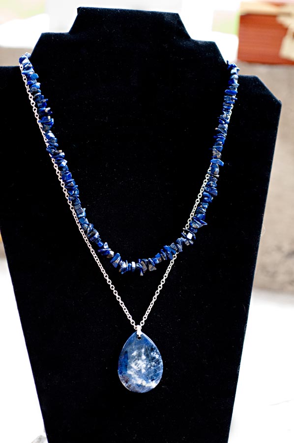  Sodalite pendant on silver chain with a layered blue lapis necklace  $39.95 