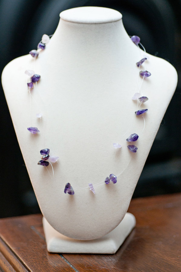  Floating amethyst (two dark and two light)  18”  $19.95 