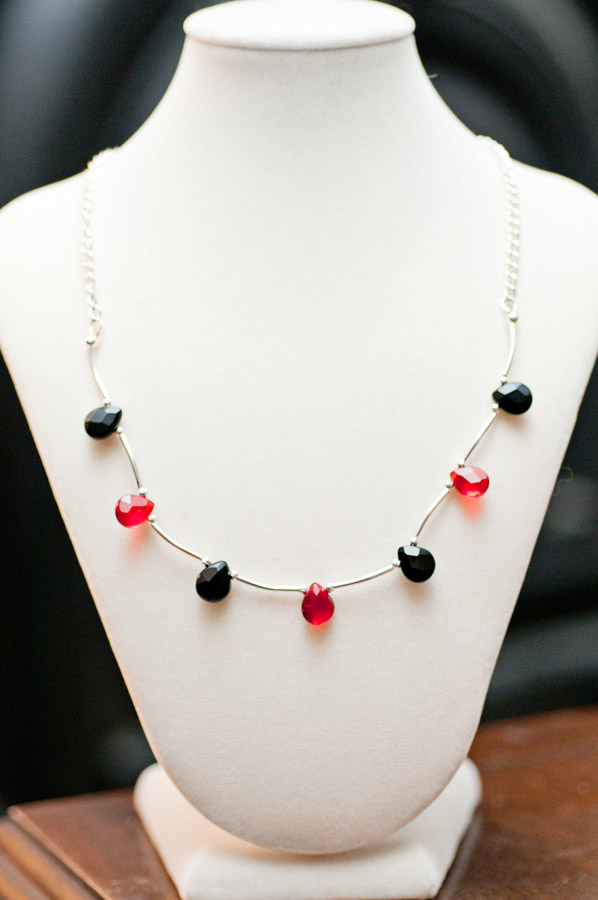  Red and black teardrop crystals  17”  $24.95 