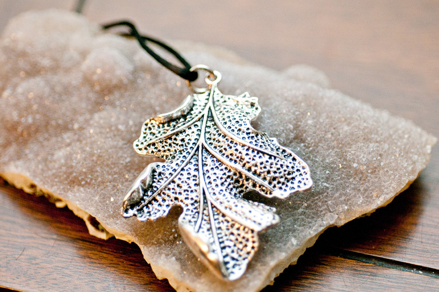  Silver leaf pendant on black cord  18”  $19.95 