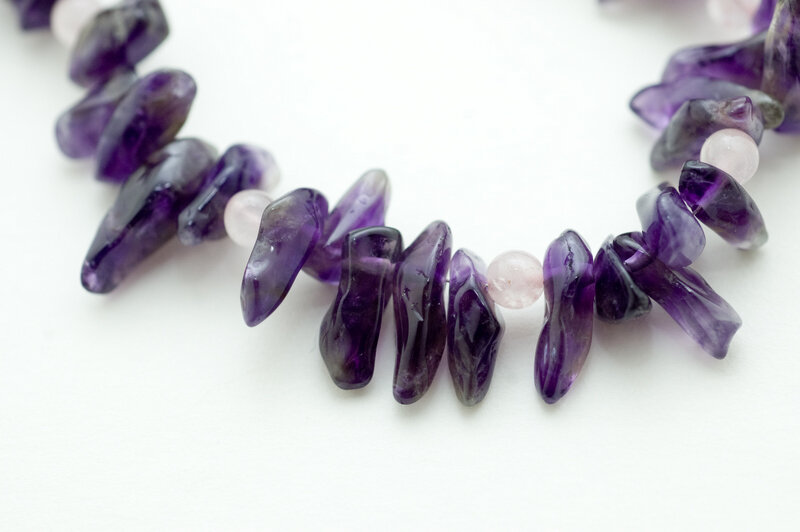  Amethyst chips and rose quartz  18”  $22.95 