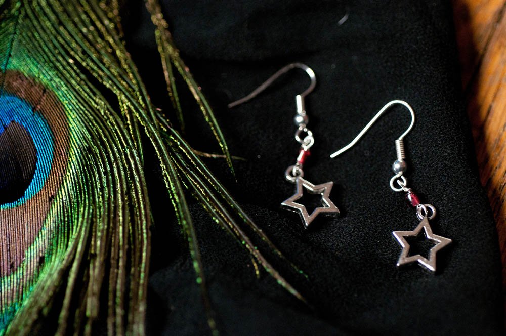  Silver star and garnet with silver findings  $12.95 
