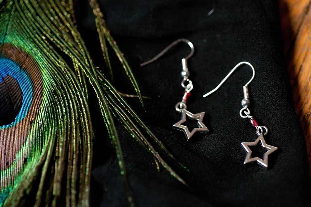 Silver star and garnet with silver findings $12.95