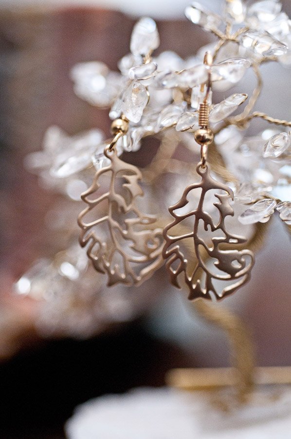  Matte gold leaves with gold findings  $12.95 