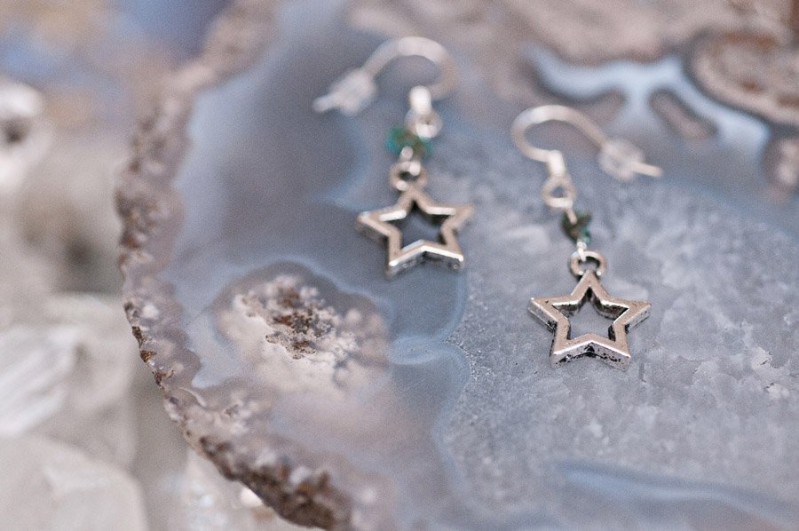  Silver star and turquoise with silver findings  $12.95 