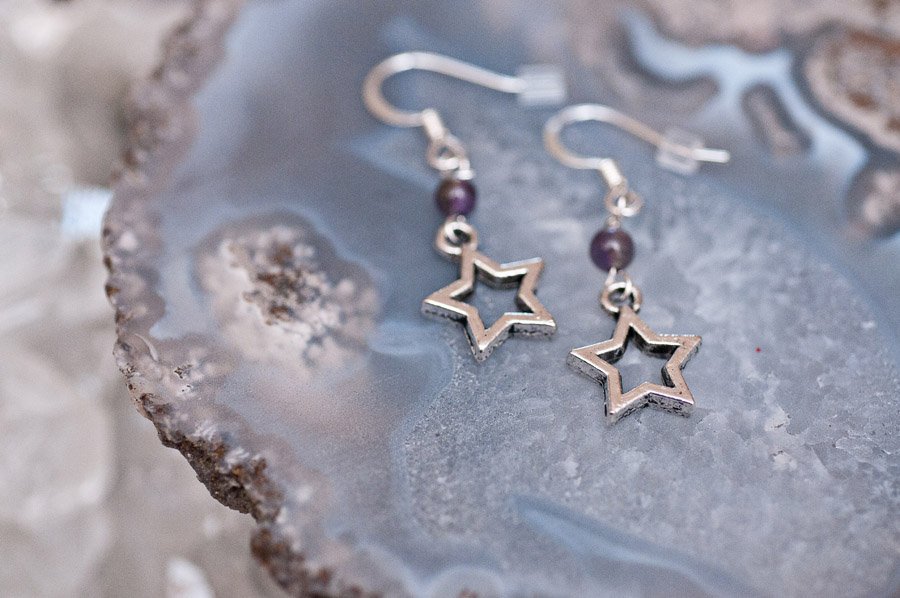  Silver star and amethyst with silver findings  $12.95 