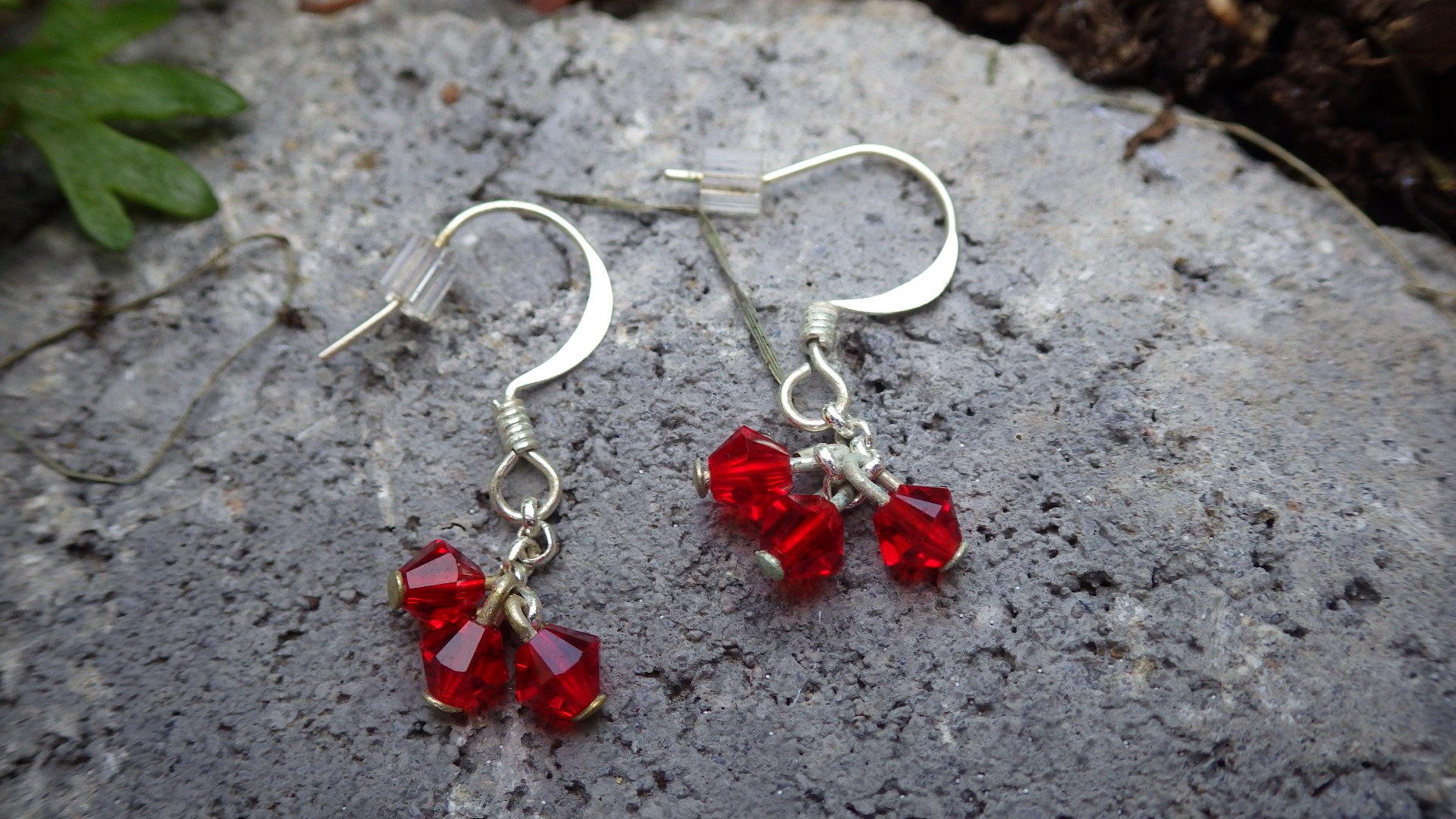  Red Swarovski crystal with silver findings  $12.95 