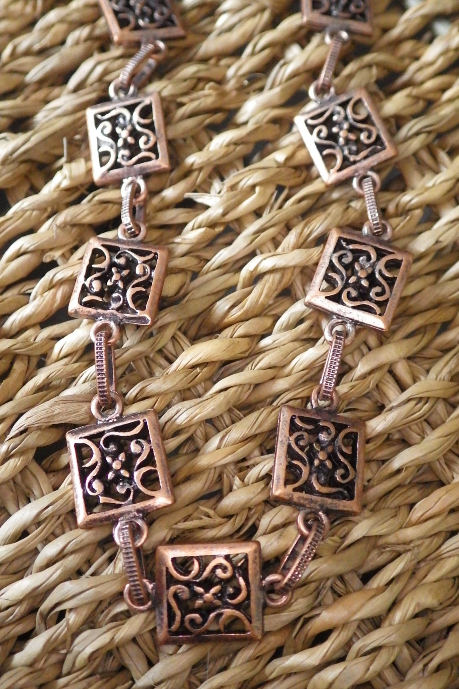  Bronze filigree square chain  37”  $32.95 