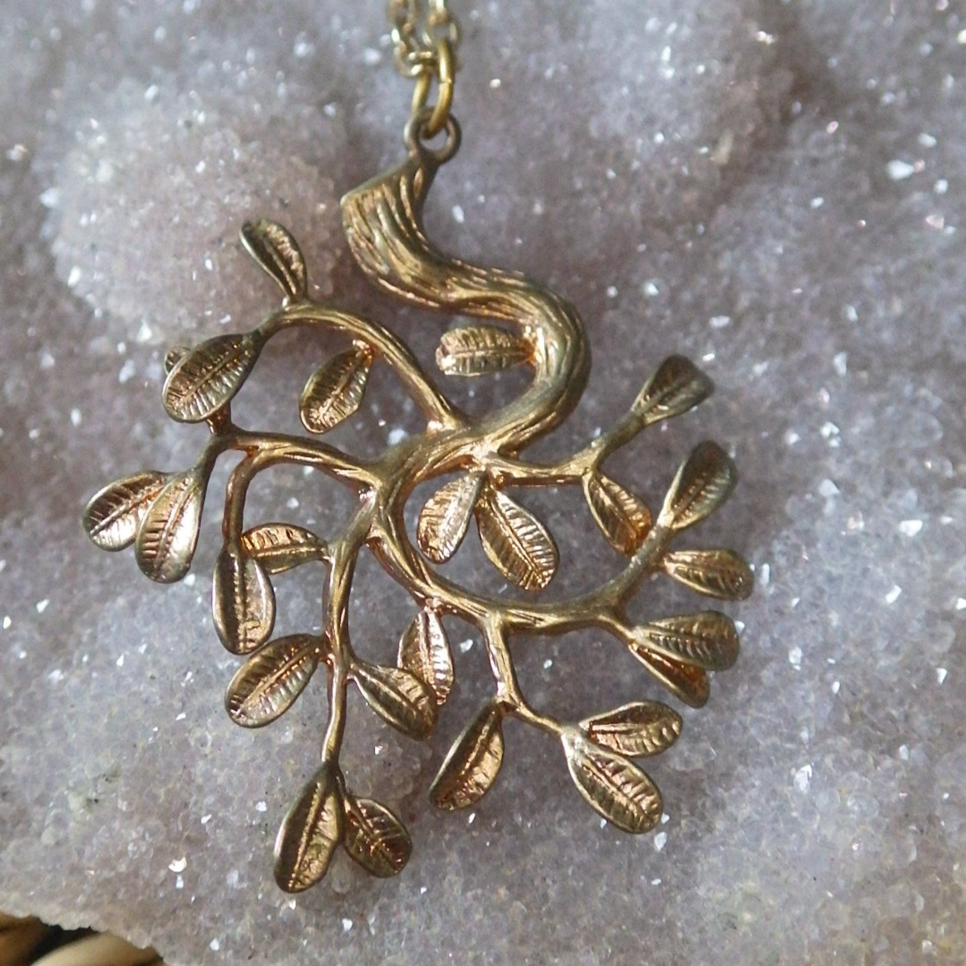  Tarnished gold branch on a gold chain  18”  $19.95 