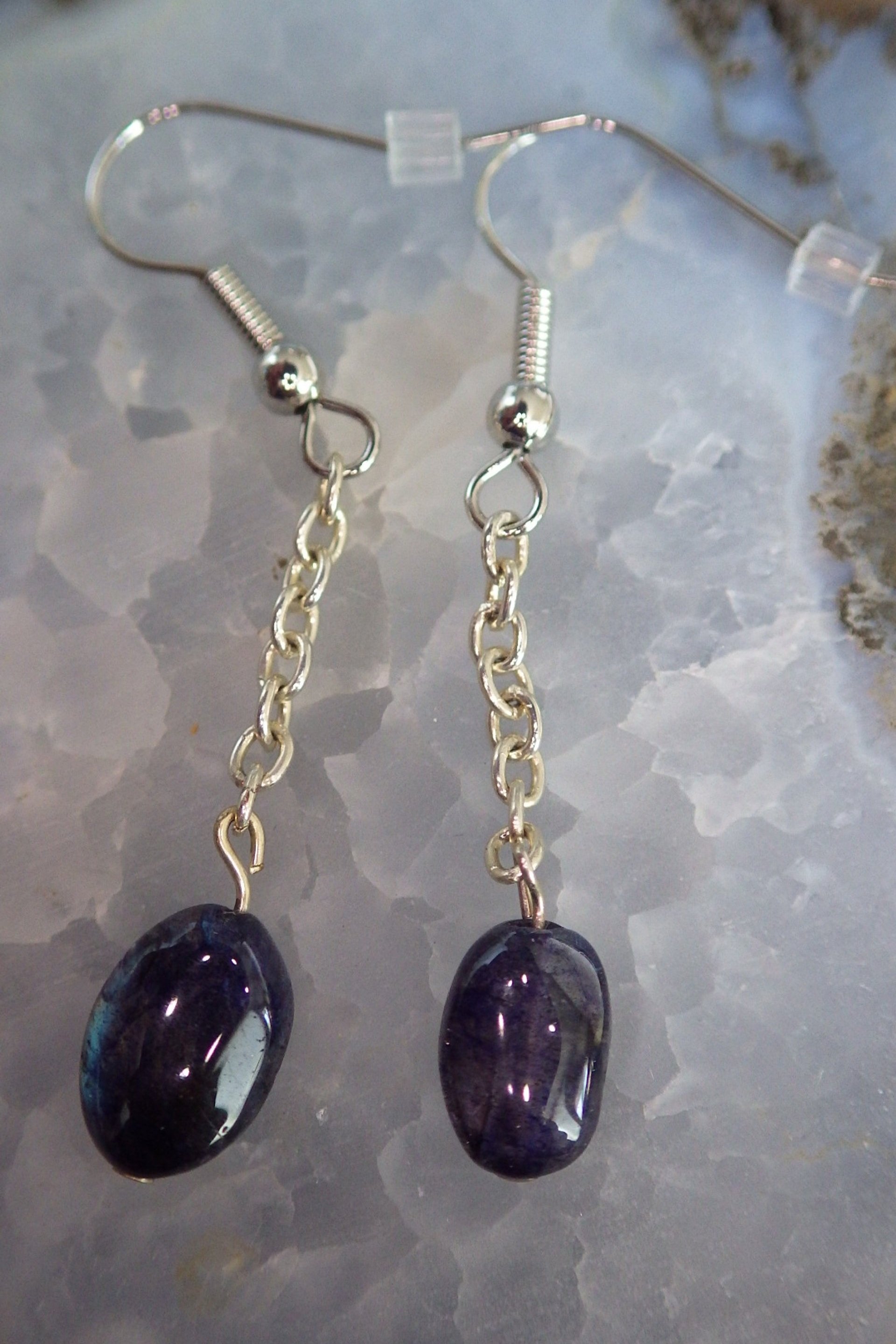  Iolite on silver chain with silver findings  $12.95 