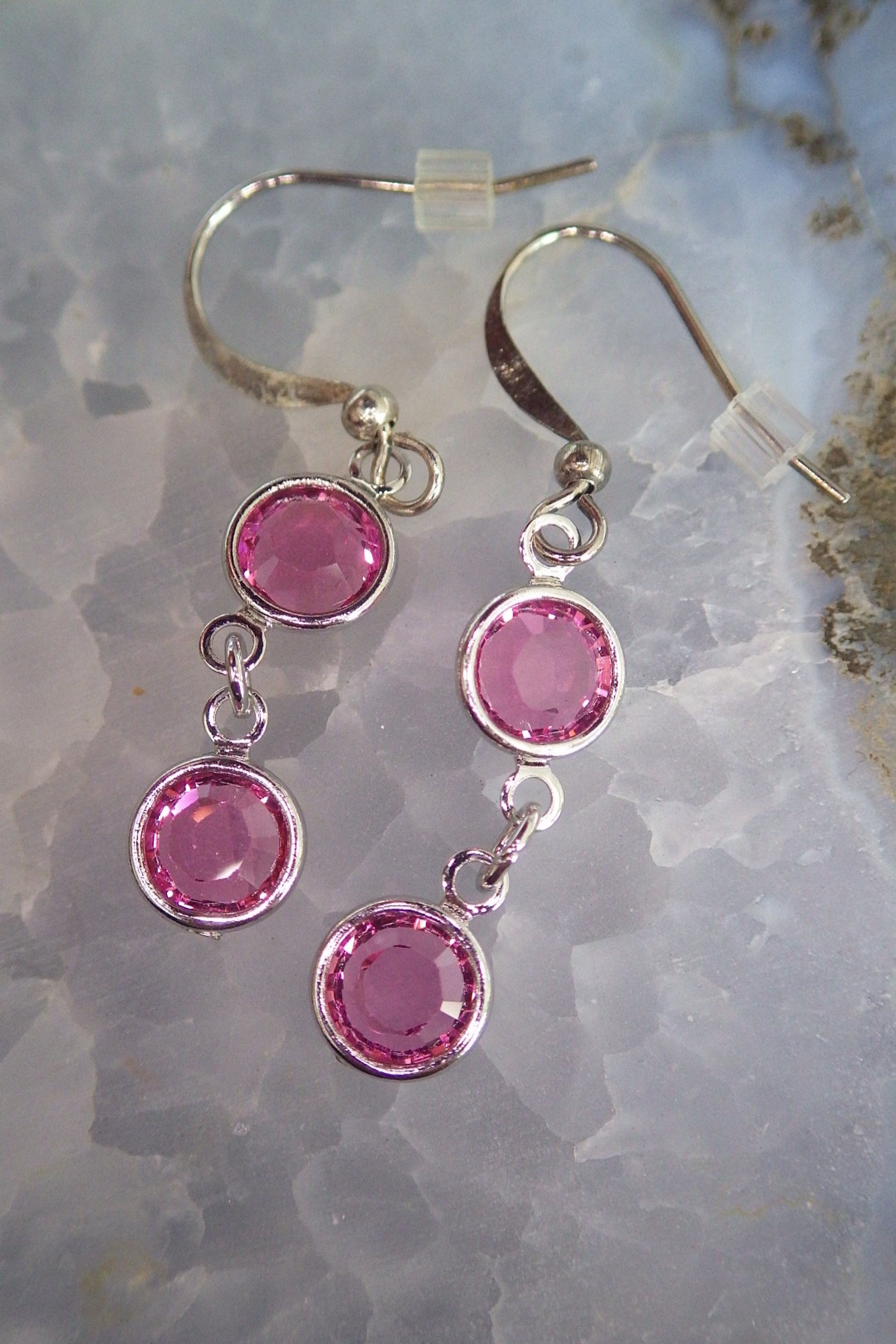  Pink Swarovski and silver findings  $12.95 