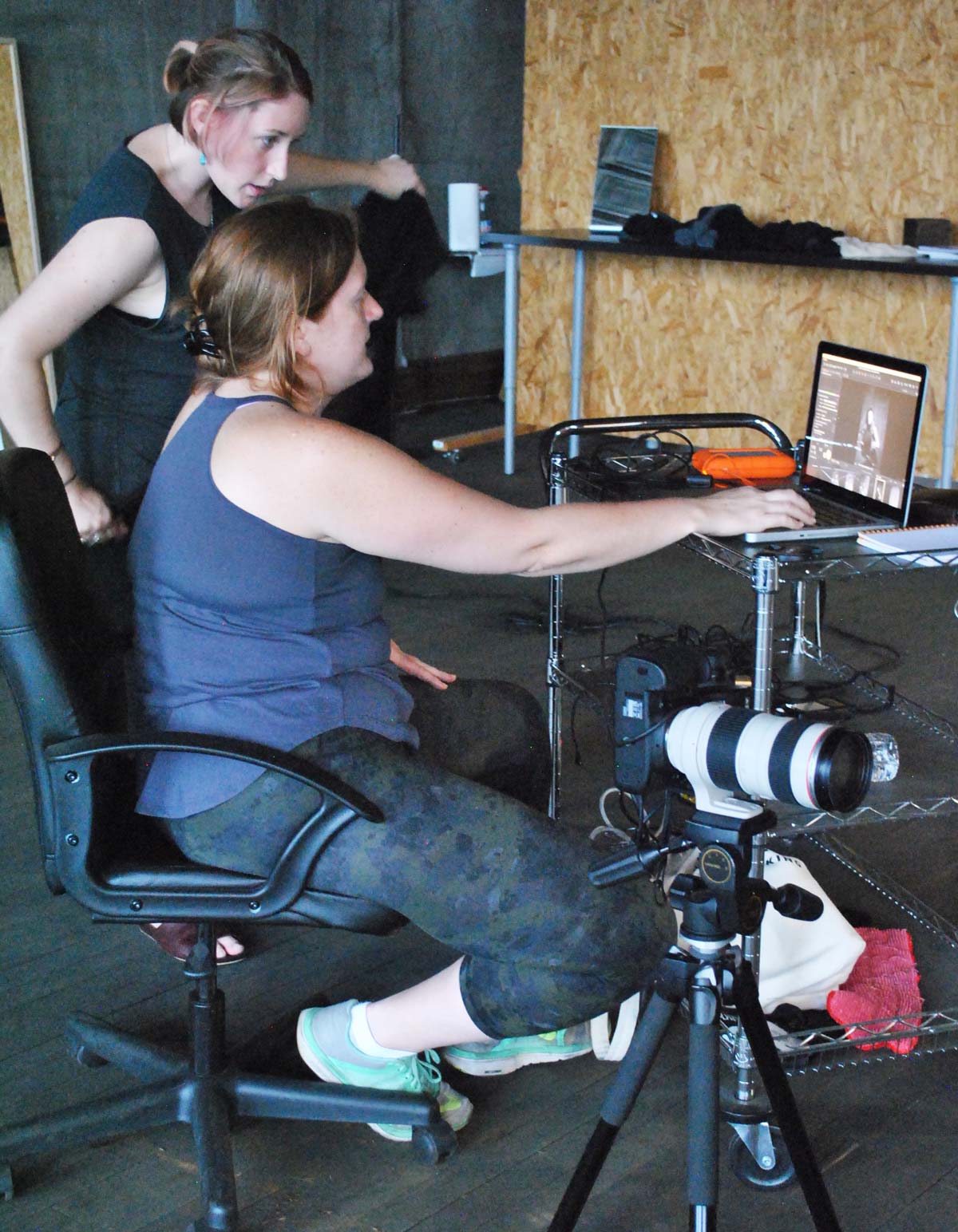  Photographer  Claudia Hershner  and Stylist  Chelsea Cutrell  look at test shots from the Medicine Dance shoot - make sure you’re at their Instagram mini-workshop at the  AIGA + Tether Happy Hour  on 8/31! 