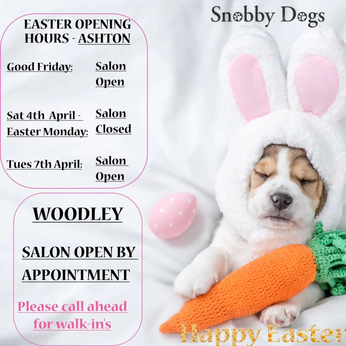 🐰🐣 2026 Easter Trading Hours for our Ashton &amp; Woodley Stores🐣🐰

We do hope you all have a relaxing and peaceful Easter Weekend.

#easterbunny #eastersunday #eastereggs #easter2026 #eastertradinghours
